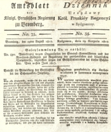 Amtsblatt der K&ouml;niglichen Preussischen Regierung zu Bromberg. 1817.08.29 No.35
