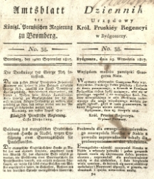 Amtsblatt der K&ouml;niglichen Preussischen Regierung zu Bromberg. 1817.09.19 No.38