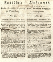Amtsblatt der K&ouml;niglichen Preussischen Regierung zu Bromberg. 1817.10.03 No.40