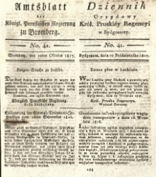 Amtsblatt der K&ouml;niglichen Preussischen Regierung zu Bromberg. 1817.10.10 No.41