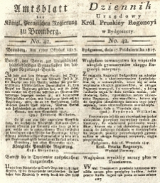 Amtsblatt der K&ouml;niglichen Preussischen Regierung zu Bromberg. 1817.10.17 No.42