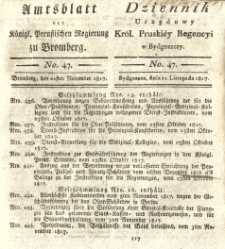 Amtsblatt der K&ouml;niglichen Preussischen Regierung zu Bromberg. 1817.11.21 No.47