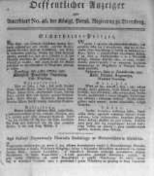 Oeffentlicher Anzeiger zum Amtsblatt No.46. der K&ouml;nigl. Preuss. Regierung zu Bromberg. 1817