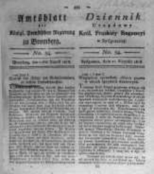 Amtsblatt der K&ouml;niglichen Preussischen Regierung zu Bromberg. 1818.08.21 No.34