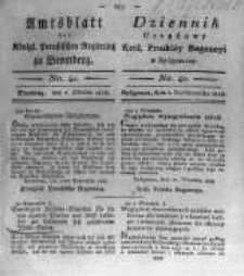 Amtsblatt der K&ouml;niglichen Preussischen Regierung zu Bromberg. 1818.10.02 No.40