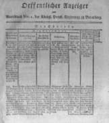 Oeffentlicher Anzeiger zum Amtsblatt No.1. der K&ouml;nigl. Preuss. Regierung zu Bromberg. 1818