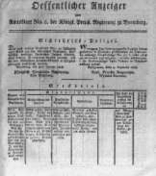 Oeffentlicher Anzeiger zum Amtsblatt No.5. der K&ouml;nigl. Preuss. Regierung zu Bromberg. 1818