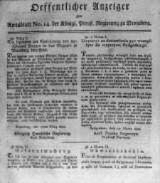Oeffentlicher Anzeiger zum Amtsblatt No.14. der K&ouml;nigl. Preuss. Regierung zu Bromberg. 1818
