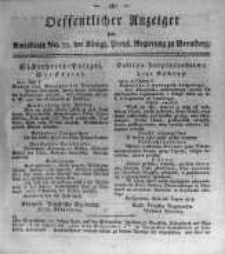 Oeffentlicher Anzeiger zum Amtsblatt No.33. der K&ouml;nigl. Preuss. Regierung zu Bromberg. 1818