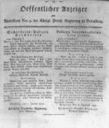 Oeffentlicher Anzeiger zum Amtsblatt No.5. der K&ouml;nigl. Preuss. Regierung zu Bromberg. 1819