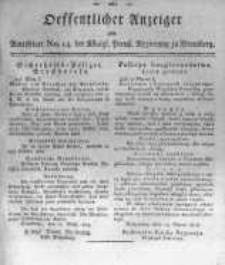 Oeffentlicher Anzeiger zum Amtsblatt No.14. der K&ouml;nigl. Preuss. Regierung zu Bromberg. 1819