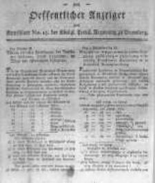 Oeffentlicher Anzeiger zum Amtsblatt No.15. der K&ouml;nigl. Preuss. Regierung zu Bromberg. 1819