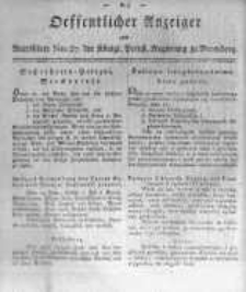 Oeffentlicher Anzeiger zum Amtsblatt No.27. der K&ouml;nigl. Preuss. Regierung zu Bromberg. 1819