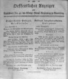 Oeffentlicher Anzeiger zum Amtsblatt No.42. der K&ouml;nigl. Preuss. Regierung zu Bromberg. 1819