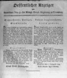 Oeffentlicher Anzeiger zum Amtsblatt No.47. der K&ouml;nigl. Preuss. Regierung zu Bromberg. 1819