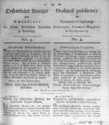 Oeffentlicher Anzeiger zum Amtsblatt No.4. der K&ouml;nigl. Preuss. Regierung zu Bromberg. 1820