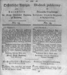 Oeffentlicher Anzeiger zum Amtsblatt No.14. der K&ouml;nigl. Preuss. Regierung zu Bromberg. 1820