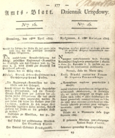 Amtsblatt der K&ouml;niglichen Preussischen Regierung zu Bromberg. 1824.04.16 No.16