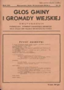 Głos Gminy i Gromady Wiejskiej: dwutygodnik poświęcony sprawom samorządu gminnego: organ Związku Gmin Wiejskich Rzeczypospolitej Polskiej 1936.04.30 R.12 Nr8