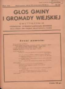 Głos Gminy i Gromady Wiejskiej: dwutygodnik poświęcony sprawom samorządu gminnego: organ Związku Gmin Wiejskich Rzeczypospolitej Polskiej 1936.09.15 R.12 Nr18