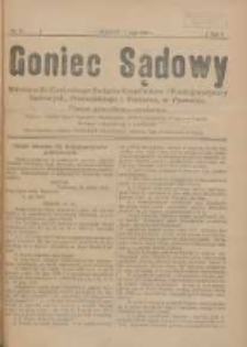 Goniec Sądowy: miesięcznik Centralnego Związku Urzędnik&oacute;w i Funkcjonarjuszy Sądowych, Poznańskiego i Pomorza w Poznaniu 1922.05.01 R.2 Nr15