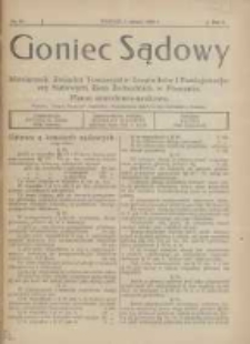 Goniec Sądowy: miesięcznik Związku Towarzystw Urzędnik&oacute;w i Funkcjonarjuszy Sądowych Ziem Zachodnich w Poznaniu 1922.08.01 R.2 Nr18