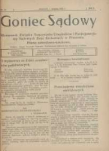 Goniec Sądowy: miesięcznik Związku Towarzystw Urzędnik&oacute;w i Funkcjonarjuszy Sądowych Ziem Zachodnich w Poznaniu 1922.09.01 R.2 Nr19
