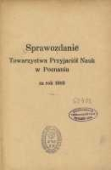 Sprawozdanie Towarzystwa Przyjaciół Nauk w Poznaniu za rok 1919
