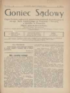 Goniec Sądowy: organ Związku Sądowych Urzędnik&oacute;w Średnich i Kancelaryjnych Okręgu Sądu Apelacyjnego w Poznaniu i Toruniu z siedzibą w Poznaniu 1925.08/09 R.5 Nr8/9