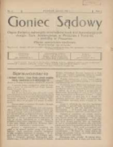 Goniec Sądowy: organ Związku Sądowych Urzędnik&oacute;w Średnich i Kancelaryjnych Okręgu Sądu Apelacyjnego w Poznaniu i Toruniu z siedzibą w Poznaniu 1926.04 R.6 Nr4