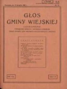 Głos Gminy Wiejskiej: czasopismo poświęcone sprawom samorządu gminnego: organ Związku Gmin Wiejskich Rzeczypospolitej Polskiej 1930.08.15 R.6 Nr15