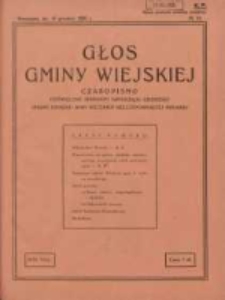Głos Gminy Wiejskiej: czasopismo poświęcone sprawom samorządu gminnego: organ Związku Gmin Wiejskich Rzeczypospolitej Polskiej 1930.12.15 R.6 Nr23