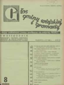Głos Gminy Wiejskiej: dwutygodnik poświęcony sprawom samorządu gminnego: organ Związku Gmin Wiejskich Rzeczypospolitej Polskiej 1939.04.16 R.15 Nr8