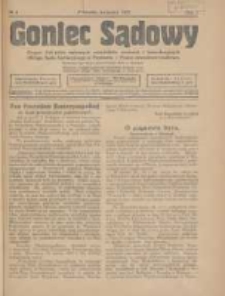Goniec Sądowy: organ Związku Sądowych Urzędnik&oacute;w Średnich i Kancelaryjnych Okręgu Sądu Apelacyjnego w Poznaniu 1927.04 R.7 Nr4