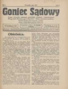Goniec Sądowy: organ Związku Sądowych Urzędnik&oacute;w Średnich i Kancelaryjnych Okręgu Sądu Apelacyjnego w Poznaniu 1927.05 R.7 Nr5
