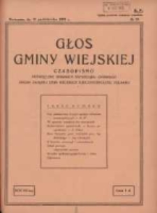 Głos Gminy Wiejskiej: czasopismo poświęcone sprawom samorządu gminnego: organ Związku Gmin Wiejskich Rzeczypospolitej Polskiej 1931.10.31 R.7 Nr20