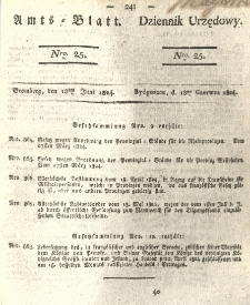 Amtsblatt der K&ouml;niglichen Preussischen Regierung zu Bromberg. 1824.06.18 No.25
