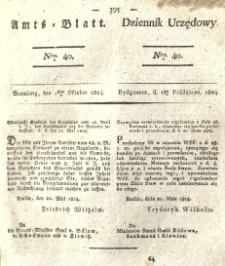 Amtsblatt der K&ouml;niglichen Preussischen Regierung zu Bromberg. 1824.10.01 No.40