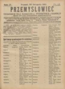 Przemysłowiec: tygodnik dla polskiego rzemiosła, przemysłu i handlu: organ Związku Towarzystw Przemysłowych 1910.11.26 R.7 Nr48