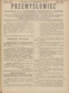 Przemysłowiec: tygodnik dla polskiego rzemiosła, przemysłu i handlu: organ Związku Towarzystw Przemysłowych 1909.11.13 R.6 Nr46