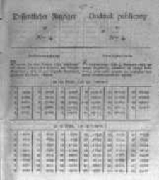 Oeffentlicher Anzeiger zum Amtsblatt No.4. der Königl. Preuss. Regierung zu Bromberg. 1826