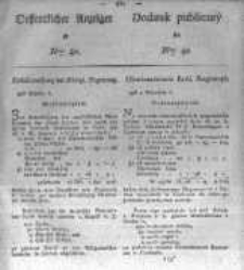 Oeffentlicher Anzeiger zum Amtsblatt No.40. der K&ouml;nigl. Preuss. Regierung zu Bromberg. 1826