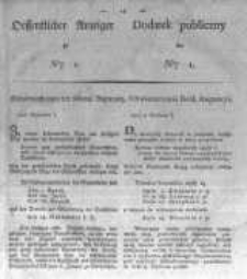 Oeffentlicher Anzeiger zum Amtsblatt No.1. der Königl. Preuss. Regierung zu Bromberg. 1827