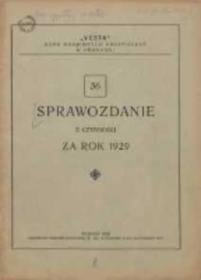 Pięćdziesiąte sz&oacute;ste Sprawozdanie z czynności za rok 1929