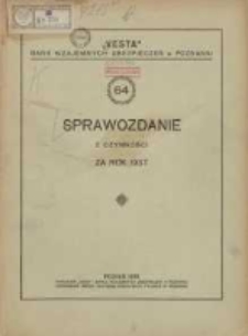 Sześćdziesiąte czwarte Sprawozdanie z czynności za rok 1937