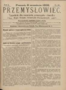 Przemysłowiec: tygodnik dla polskiego rzemiosła, przemysłu i handlu: organ Związku Towarzystw Przemysłowych 1905.09.09 R.2 Nr50