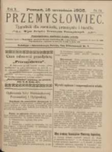 Przemysłowiec: tygodnik dla polskiego rzemiosła, przemysłu i handlu: organ Związku Towarzystw Przemysłowych 1905.09.16 R.2 Nr51