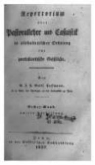 Repertorium über Pastorallehre und Casuistik in alphabetischer Ordnung für protestantische Geistliche. Bd.1 Abt.2
