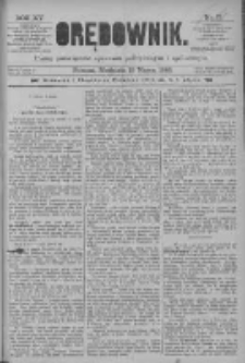 Orędownik: pismo poświęcone sprawom politycznym i sp&oacute;łecznym 1885.03.15 R.15 Nr61