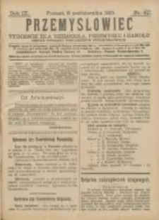 Przemysłowiec: tygodnik dla polskiego rzemiosła, przemysłu i handlu: organ Związku Towarzystw Przemysłowych 1910.10.08 R.7 Nr41